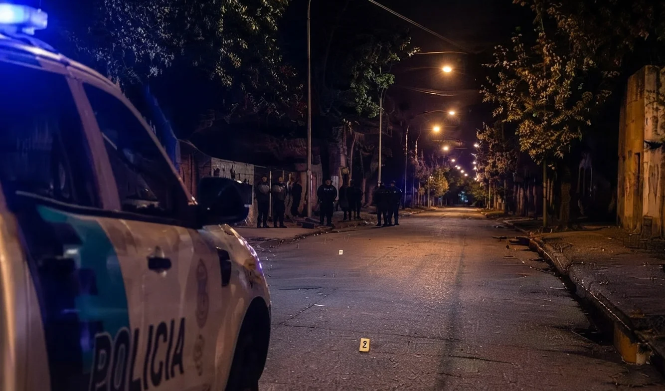 Patrullero de noche en calle