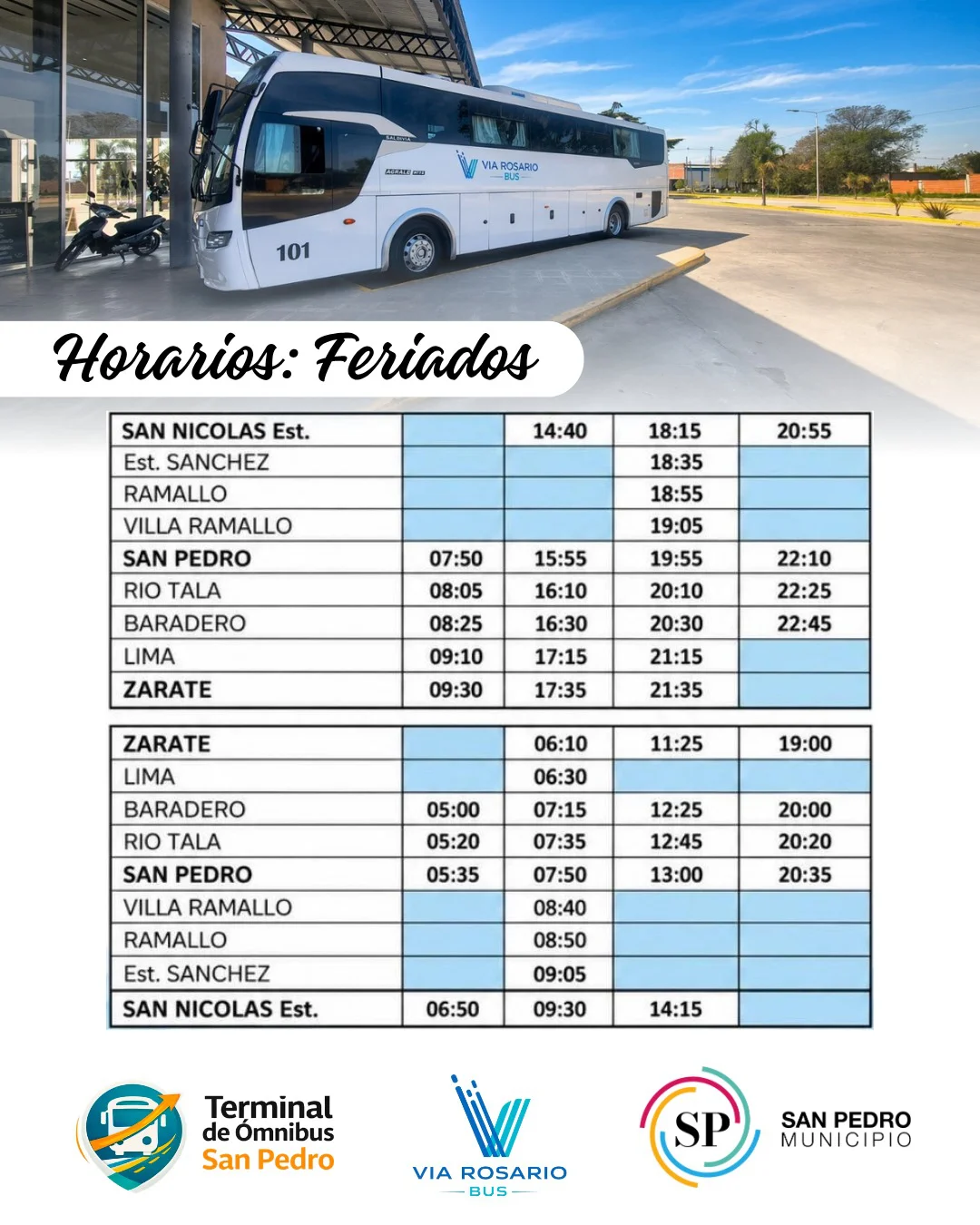 Via Rosario horarios feriado